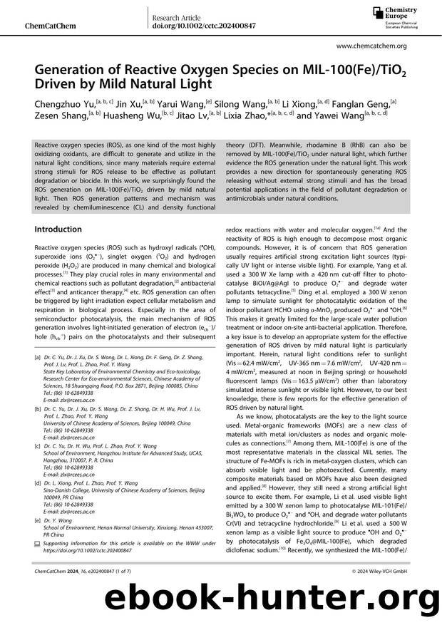Generation of Reactive Oxygen Species on MILâ100(Fe)TiO2 Driven by Mild Natural Light by Unknown