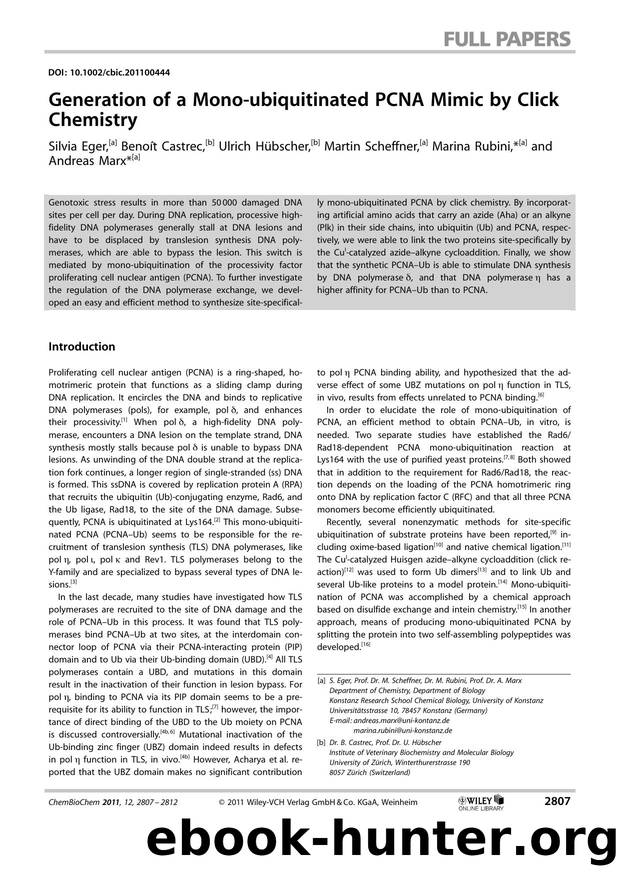Generation of a Monoubiquitinated PCNA Mimic by Click Chemistry by Unknown