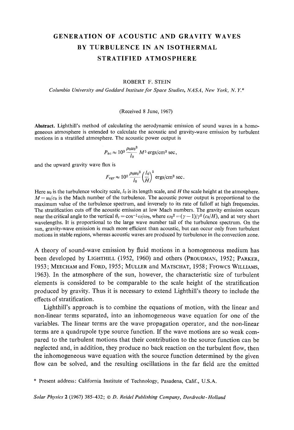 Generation of acoustic and gravity waves by turbulence in an isothermal stratified atmosphere by Unknown
