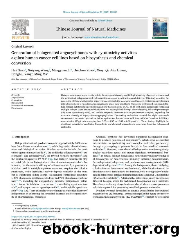Generation of halogenated angucyclinones with cytotoxicity activities against human cancer cell lines based on biosynthesis and chemical conversion by unknow
