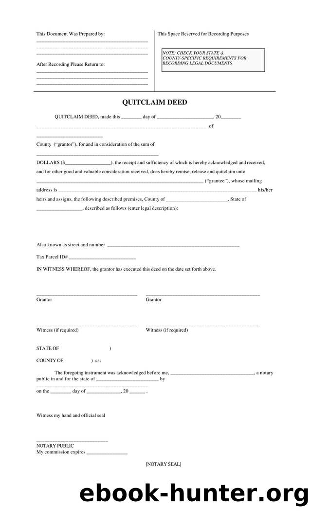 Generic Quitclaim Deed by Unknown