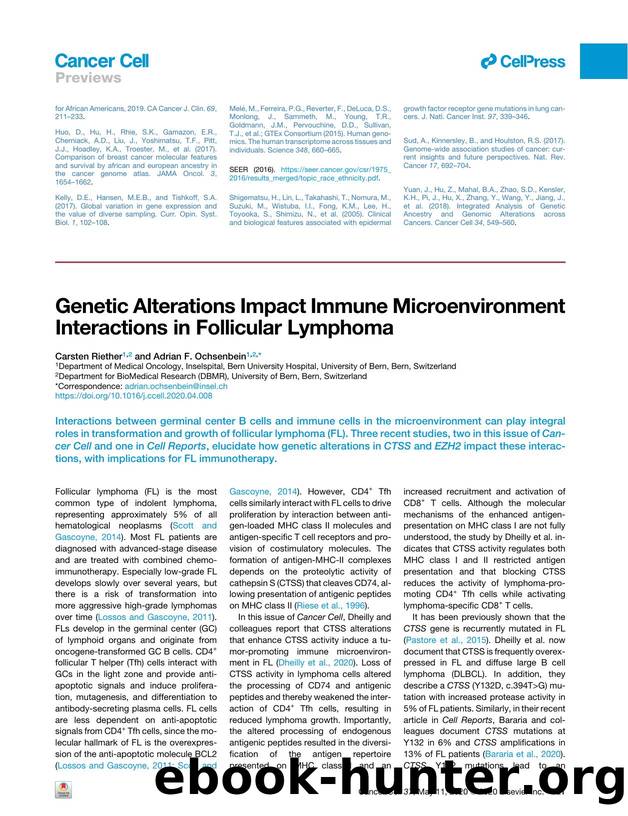 Genetic Alterations Impact Immune Microenvironment Interactions in Follicular Lymphoma by Carsten Riether & Adrian F. Ochsenbein