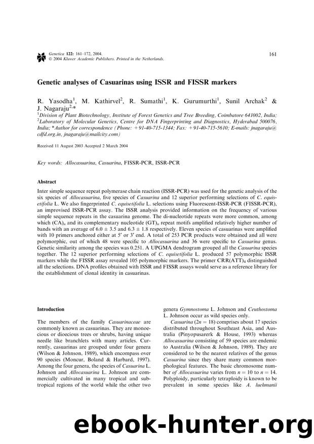 Genetic Analyses of Casuarinas Using ISSR and FISSR Markers by Unknown