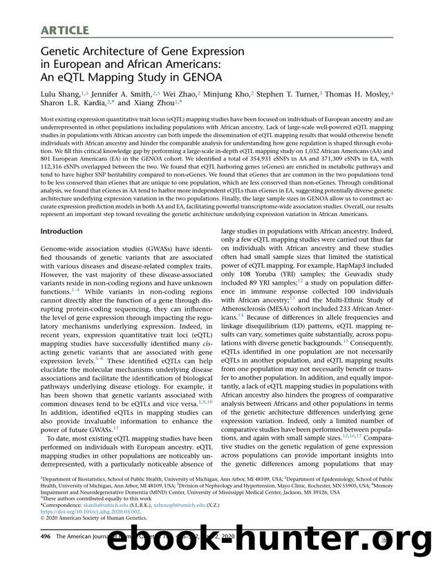 Genetic Architecture of Gene Expression in European and African Americans: An eQTL Mapping Study in GENOA by unknow
