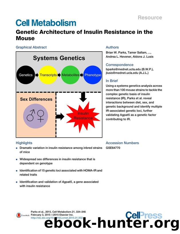 Genetic Architecture of Insulin Resistance in the Mouse by unknow