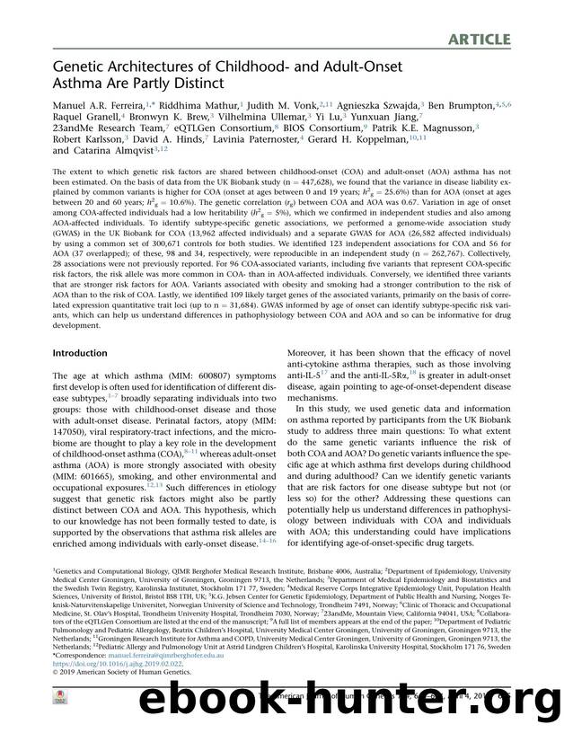 Genetic Architectures of Childhood- and Adult-Onset Asthma Are Partly Distinct by unknow