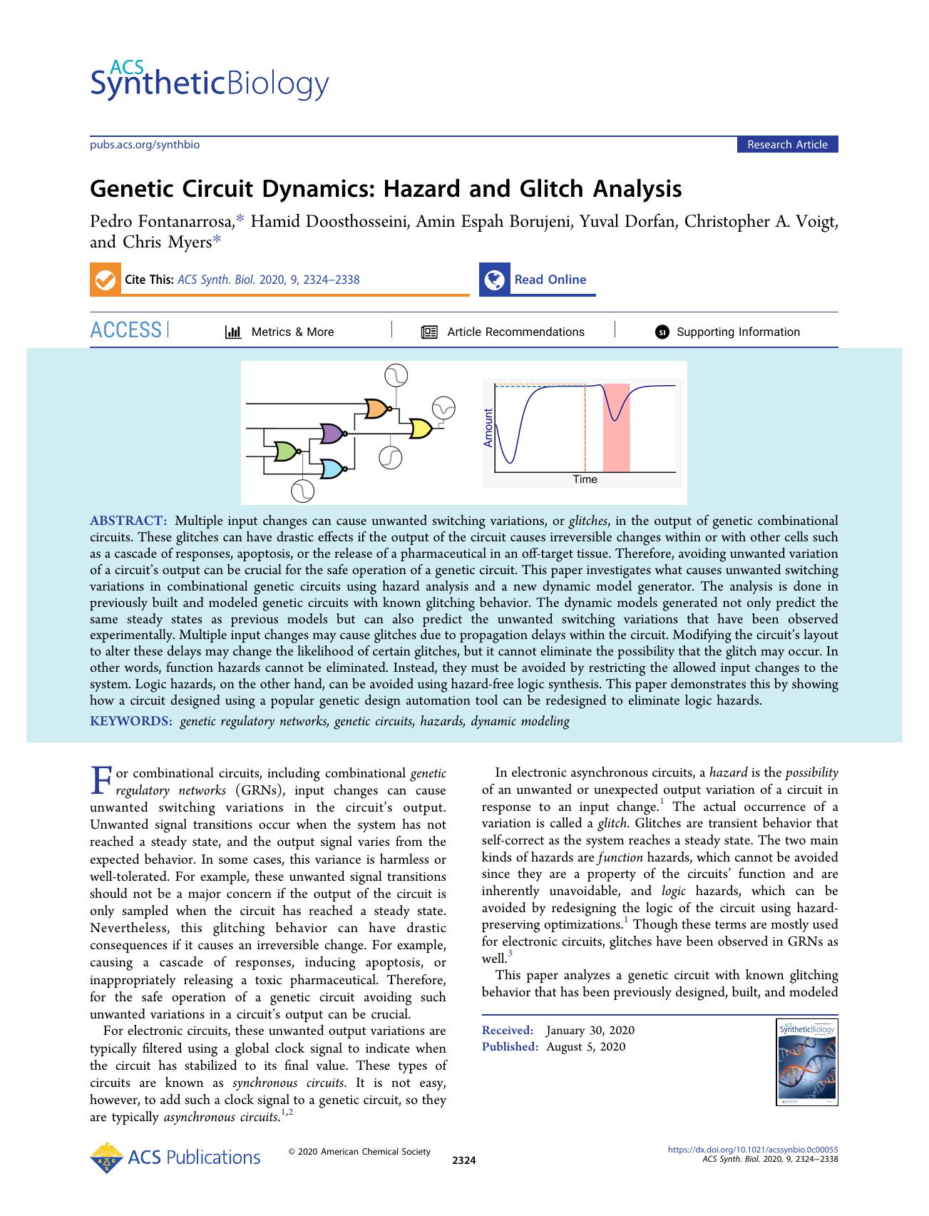 Genetic Circuit Dynamics: Hazard and Glitch Analysis by unknow