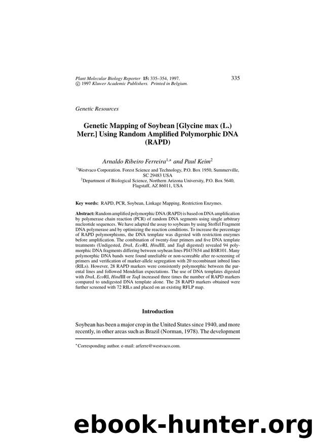Genetic Mapping of Soybean [Glycine max (L.) Merr.] Using Random Amplified Polymorphic DNA (RAPD) by Unknown