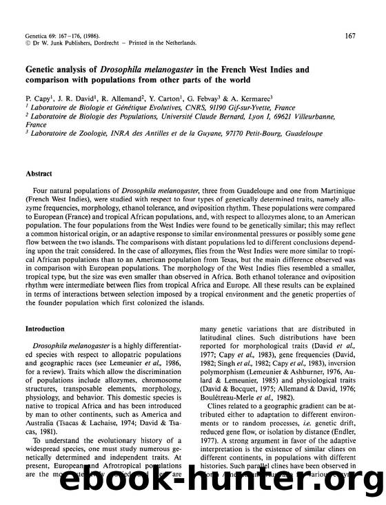 Genetic analysis of <Emphasis Type="Italic">Drosophila melanogaster<Emphasis> in the French West Indies and comparison with populations from other parts of the world by Unknown