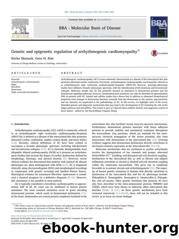 Genetic and epigenetic regulation of arrhythmogenic cardiomyopathy by Stefan Mazurek & Gene H. Kim