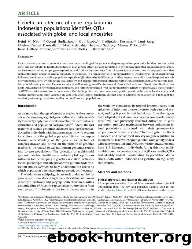 Genetic architecture of gene regulation in Indonesian populations identifies QTLs associated with global and local ancestries by unknow