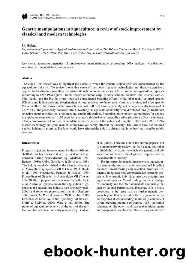 Genetic manipulations in aquaculture: a review of stock improvement by classical and modern technologies by Unknown
