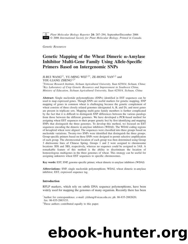 Genetic mapping of the wheat dimeric α-amylase inhibitor multi-gene family using allele-specific primers based on intergenomic SNPs by Unknown