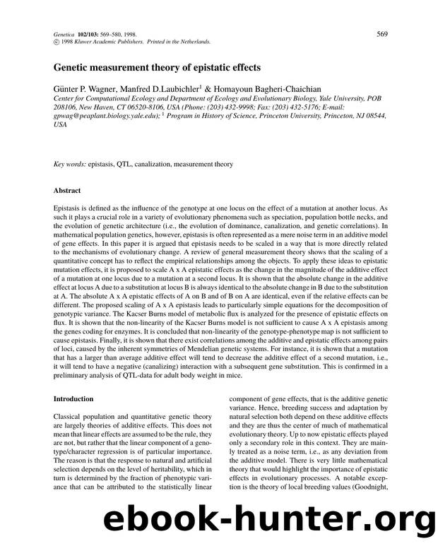 Genetic measurement theory of epistatic effects by Unknown