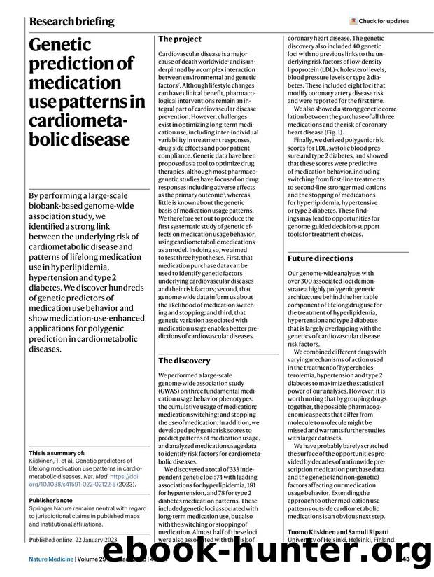 Genetic prediction of medication use patterns in cardiometabolic disease by Unknown
