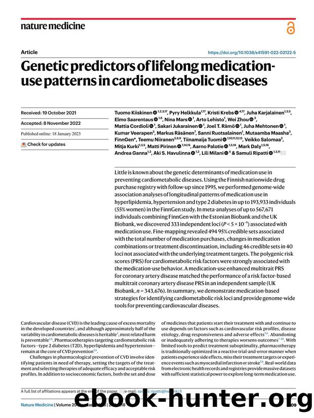 Genetic predictors of lifelong medication-use patterns in cardiometabolic diseases by unknow