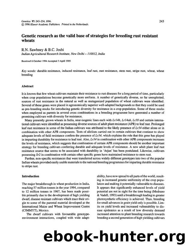 Genetic research as the valid base of strategies for breeding rust resistant wheats by Unknown