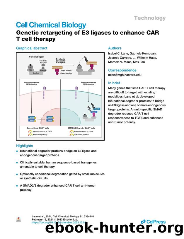 Genetic retargeting of E3 ligases to enhance CAR T&nbsp;cell therapy by unknow