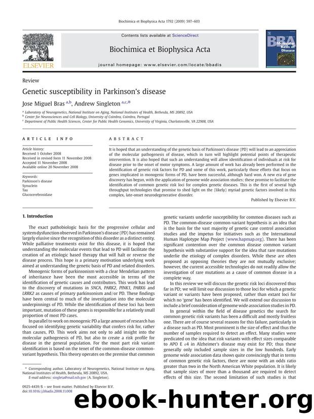 Genetic susceptibility in Parkinson's disease by Jose Miguel Bras; Andrew Singleton