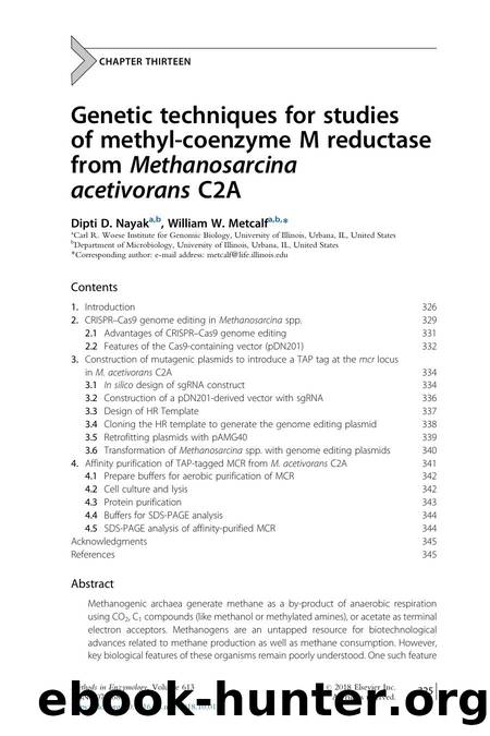 Genetic techniques for studies of methyl-coenzyme M reductase from Methanosarcina acetivorans C2A by Dipti D. Nayak & William W. Metcalf