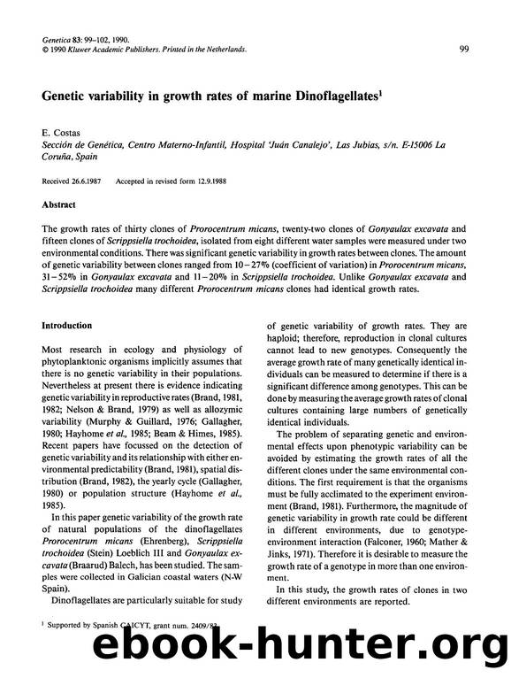Genetic variability in growth rates of marine dinoflagellates by Unknown