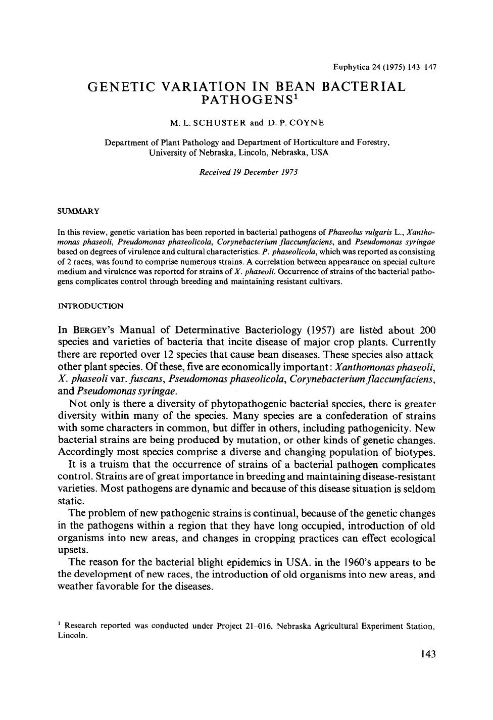 Genetic variation in bean bacterial pathogens by Unknown