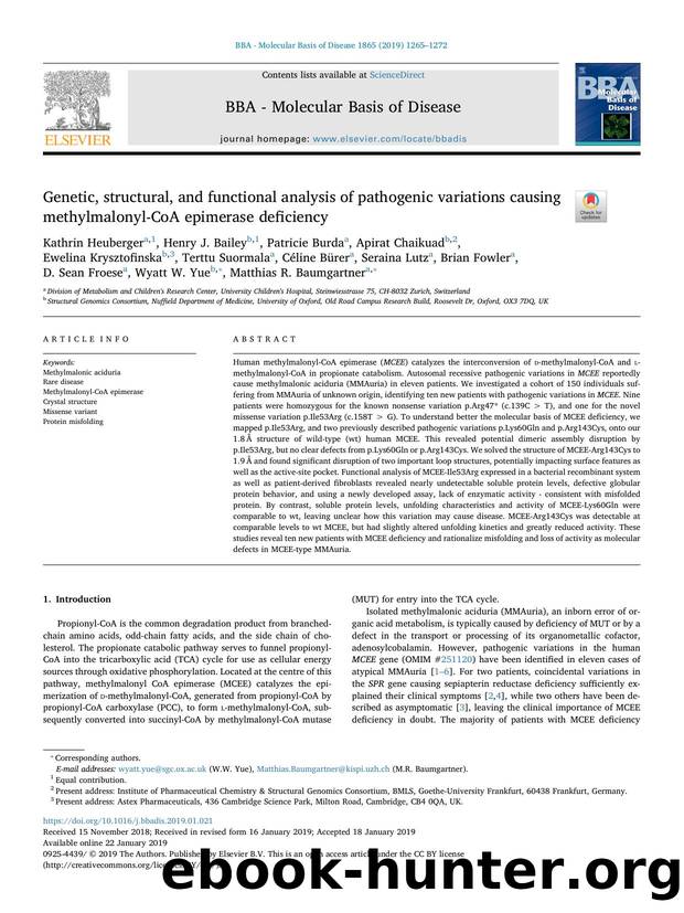 Genetic, structural, and functional analysis of pathogenic variations causing methylmalonyl-CoA epimerase deficiency by unknow