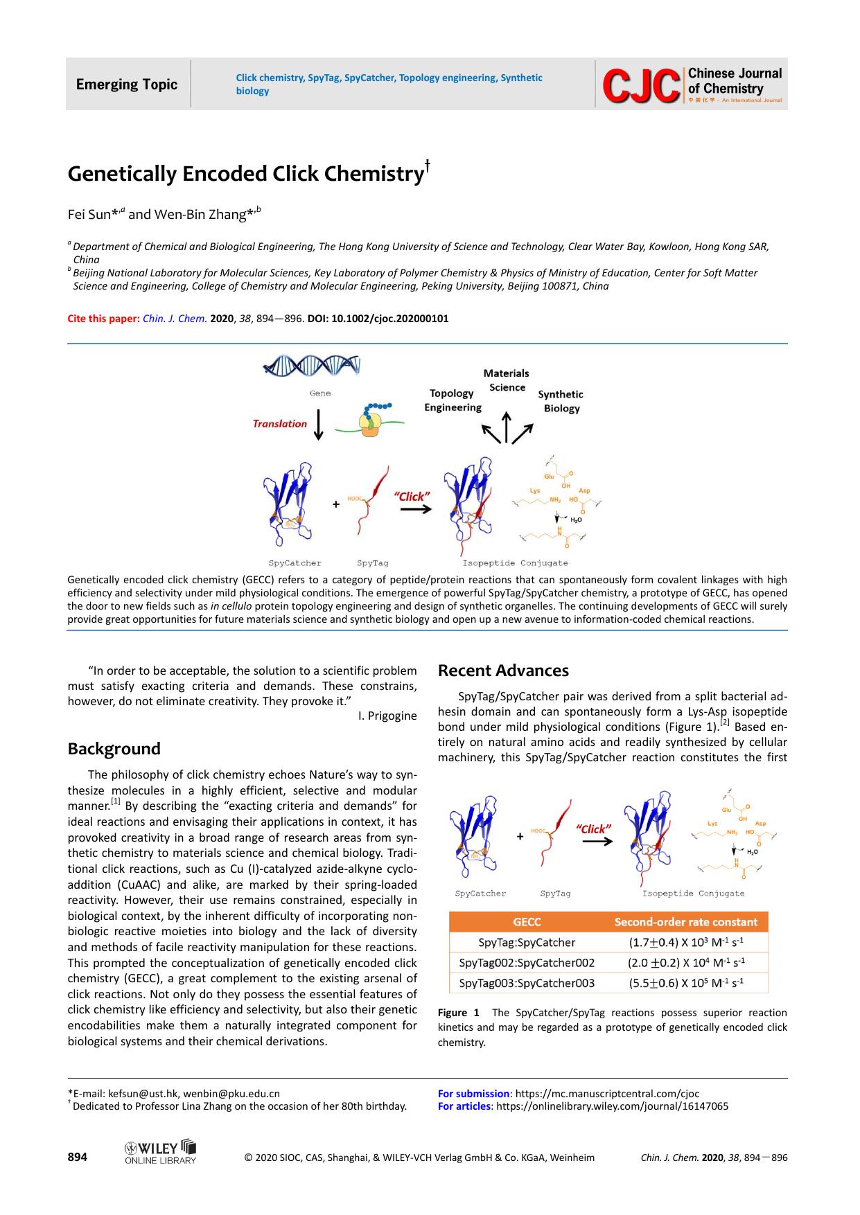 Genetically Encoded Click Chemistry by unknown