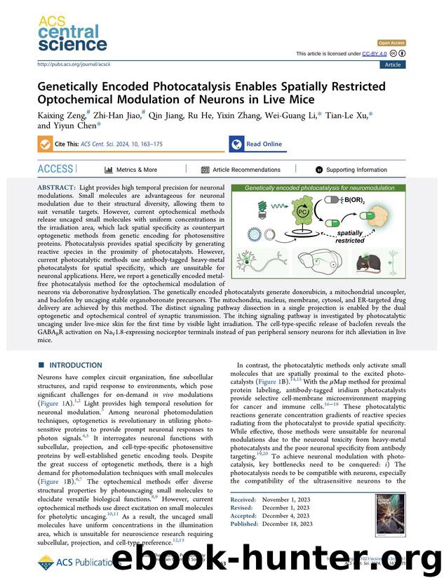 Genetically Encoded Photocatalysis Enables Spatially Restricted Optochemical Modulation of Neurons in Live Mice by unknow