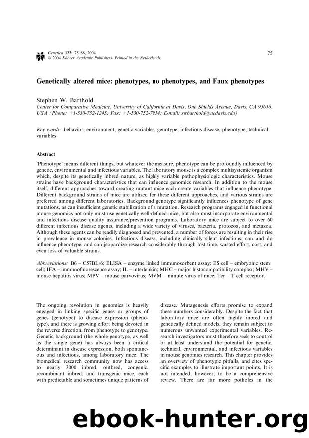 Genetically altered mice: phenotypes, no phenotypes, and Faux phenotypes by Unknown