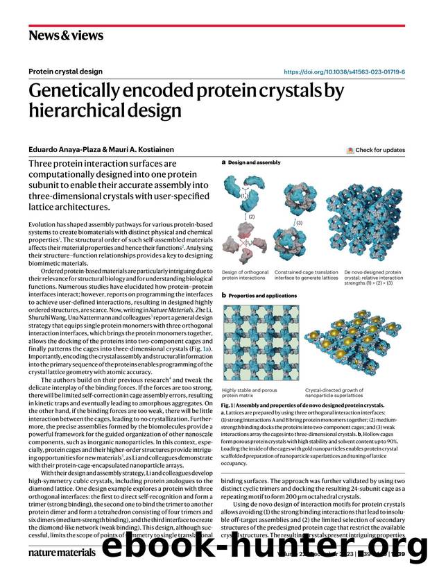 Genetically encoded protein crystals by hierarchical design by Eduardo Anaya-Plaza & Mauri A. Kostiainen