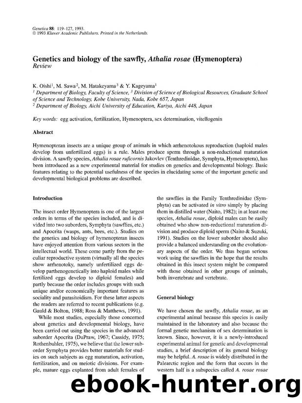 Genetics and biology of the sawfly, <Emphasis Type="Italic">Athalia rosae <Emphasis> (Hymenoptera) by Unknown