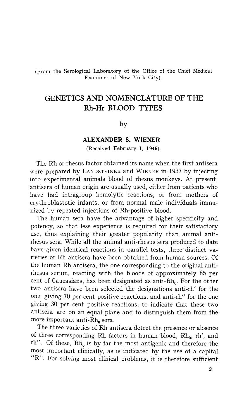 Genetics and nomenclature of the Rh-Hr blood types by Unknown