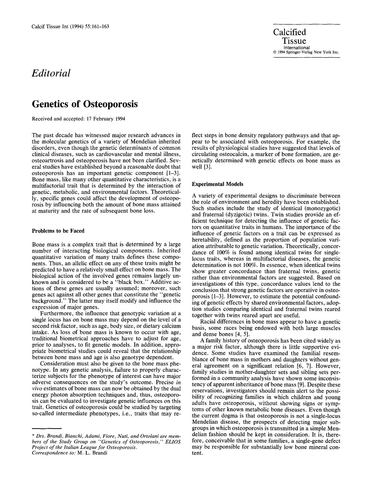 Genetics of osteoporosis by Unknown