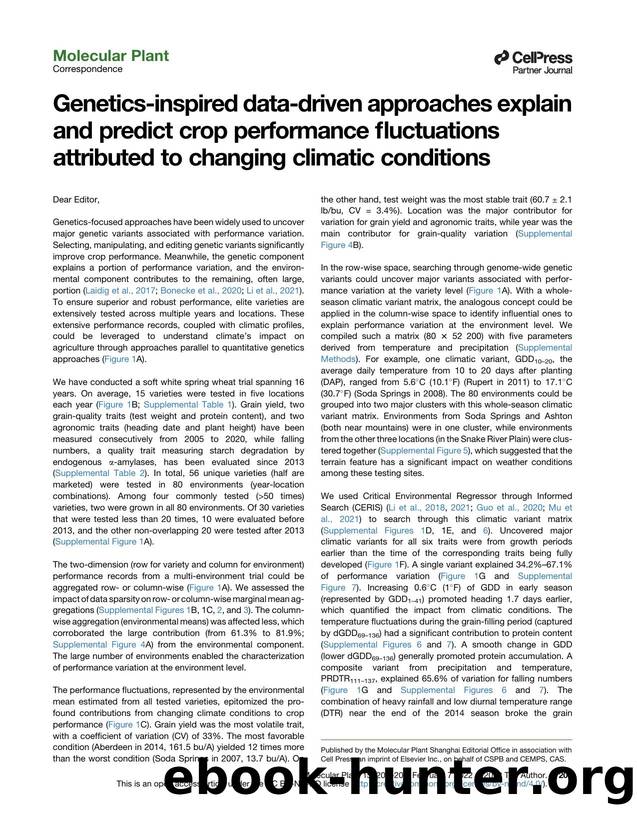 Genetics-inspired data-driven approaches explain and predict crop performance fluctuations attributed to changing climatic conditions by unknow