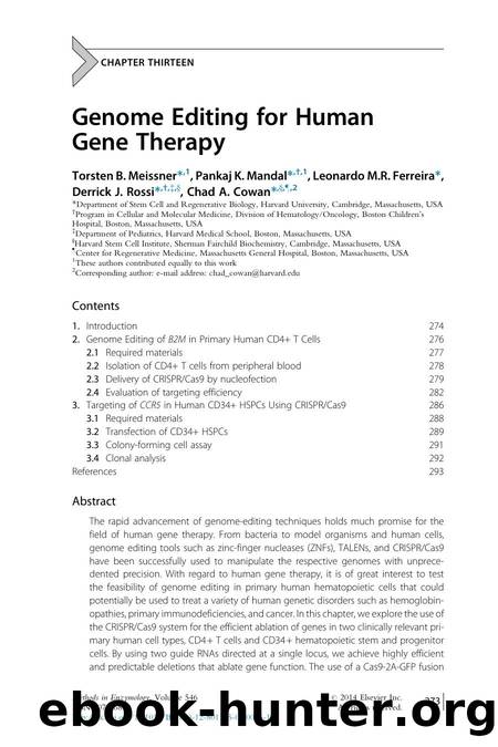 Genome Editing for Human Gene Therapy by Torsten B. Meissner & Pankaj K. Mandal & Leonardo M.R. Ferreira & Derrick J. Rossi & Chad A. Cowan