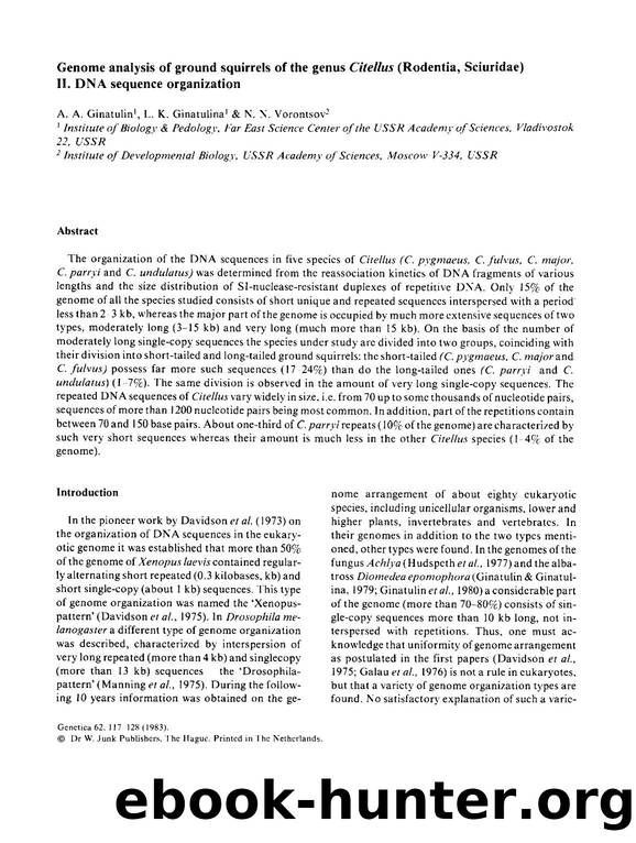 Genome analysis of ground squirrels of the genus <Emphasis Type="Italic">Citellus<Emphasis> (Rodentia, Sciuridae) II. DNA sequence organization by Unknown