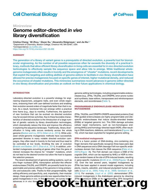 Genome editor-directed in&nbsp;vivo library diversification by Cristina Cheng & Mi Zhou & Qiwen Su & Alexandra Steigmeyer & Jia Niu