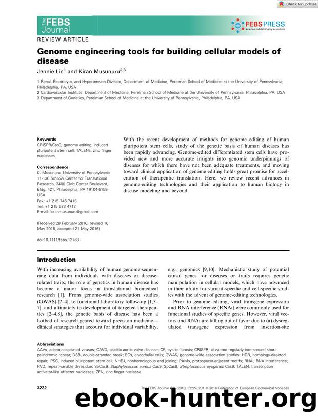 Genome engineering tools for building cellular models of disease by Unknown