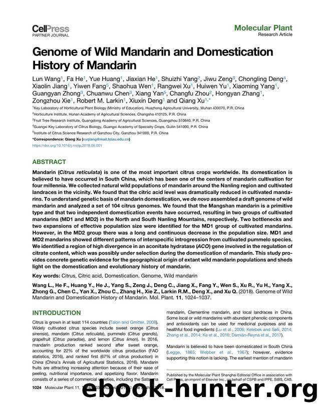 Genome of Wild Mandarin and Domestication History of Mandarin by unknow
