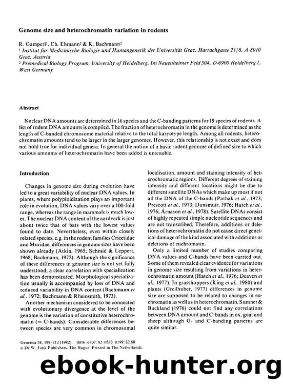 Genome size and heterochromatin variation in rodents by Unknown