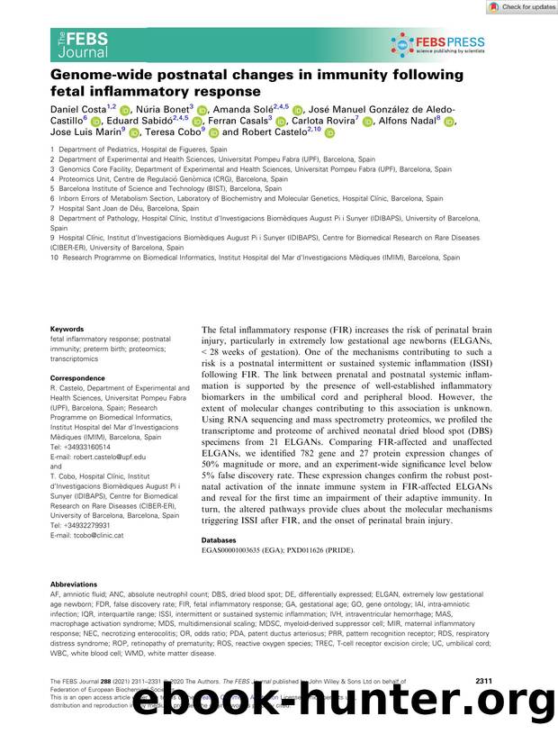 Genomeâwide postnatal changes in immunity following fetal inflammatory response by Unknown