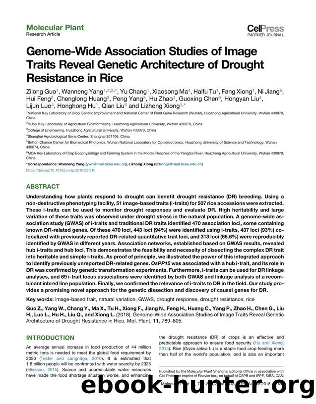 Genome-Wide Association Studies of Image Traits Reveal Genetic Architecture of Drought Resistance in Rice by unknow