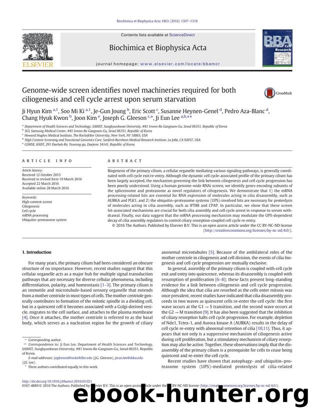 Genome-wide screen identifies novel machineries required for both ciliogenesis and cell cycle arrest upon serum starvation by unknow