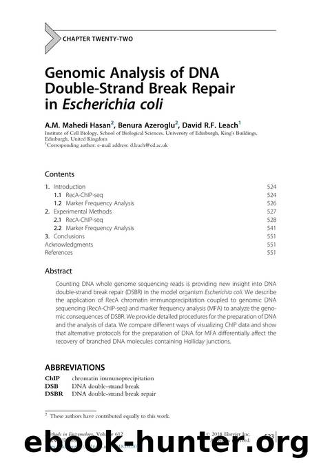 Genomic Analysis of DNA Double-Strand Break Repair in Escherichia coli by A.M. Mahedi Hasan & Benura Azeroglu & David R.F. Leach