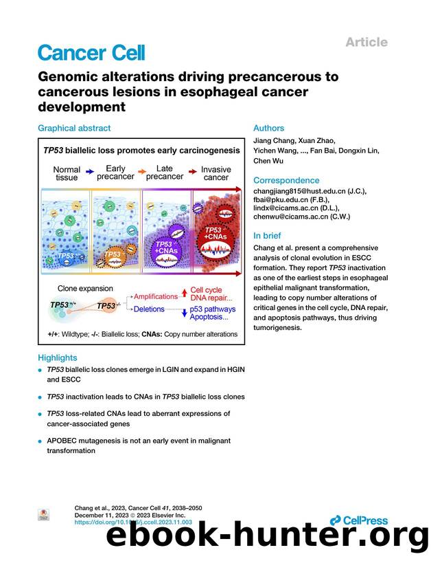 Genomic alterations driving precancerous to cancerous lesions in esophageal cancer development by unknow