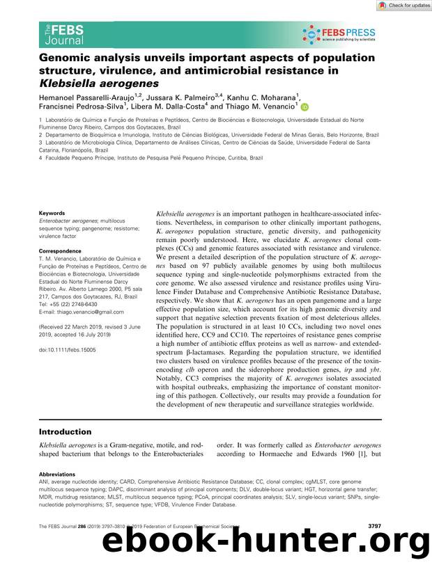 Genomic analysis unveils important aspects of population structure, virulence, and antimicrobial resistance in KlebsiellaÂ aerogenes by Unknown