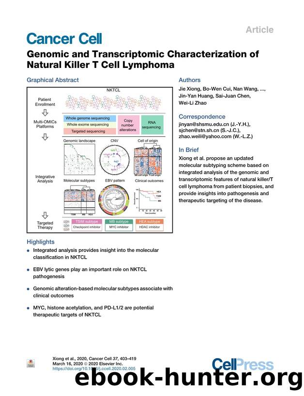 Genomic and Transcriptomic Characterization of Natural Killer T Cell Lymphoma by unknow