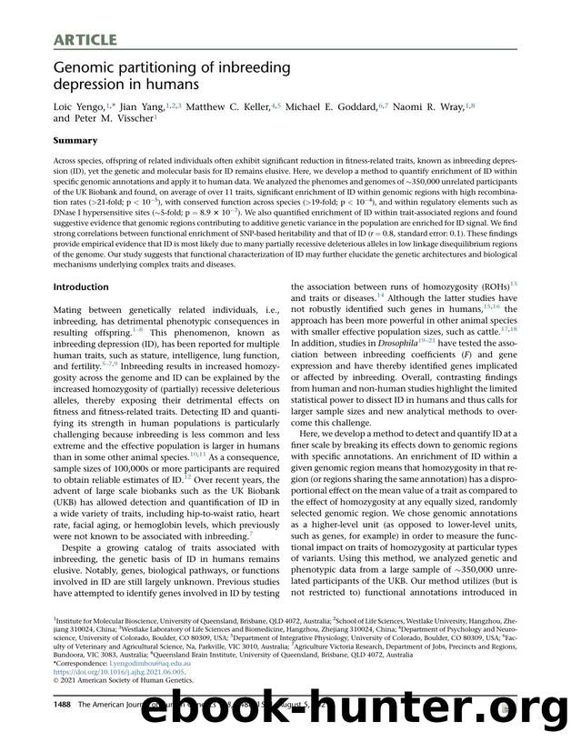 Genomic partitioning of inbreeding depression in humans by Loic Yengo & Jian Yang & Matthew C. Keller & Michael E. Goddard & Naomi R. Wray & Peter M. Visscher