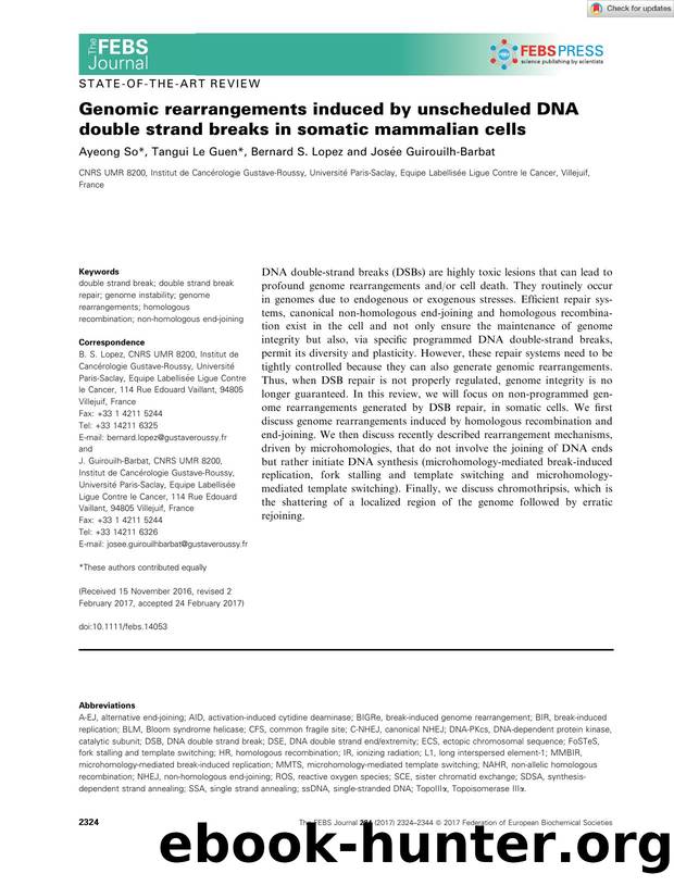Genomic rearrangements induced by unscheduled DNA double strand breaks in somatic mammalian cells by Unknown